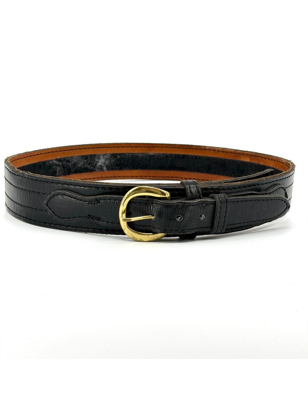 Vintage Y2K Safariland Black Genuine Leather Solid Brass Buckle Wide Duty Belt